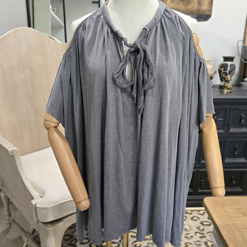 Deletta Charcoal Tie-Front Blouse